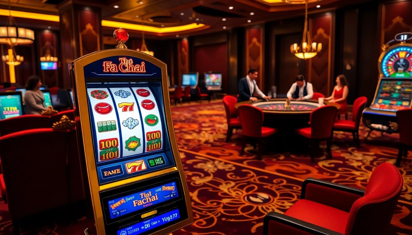Experience the thrill of Fa Chai สล็อต at a luxurious casino, featuring vibrant slot machines and engaging gameplay.