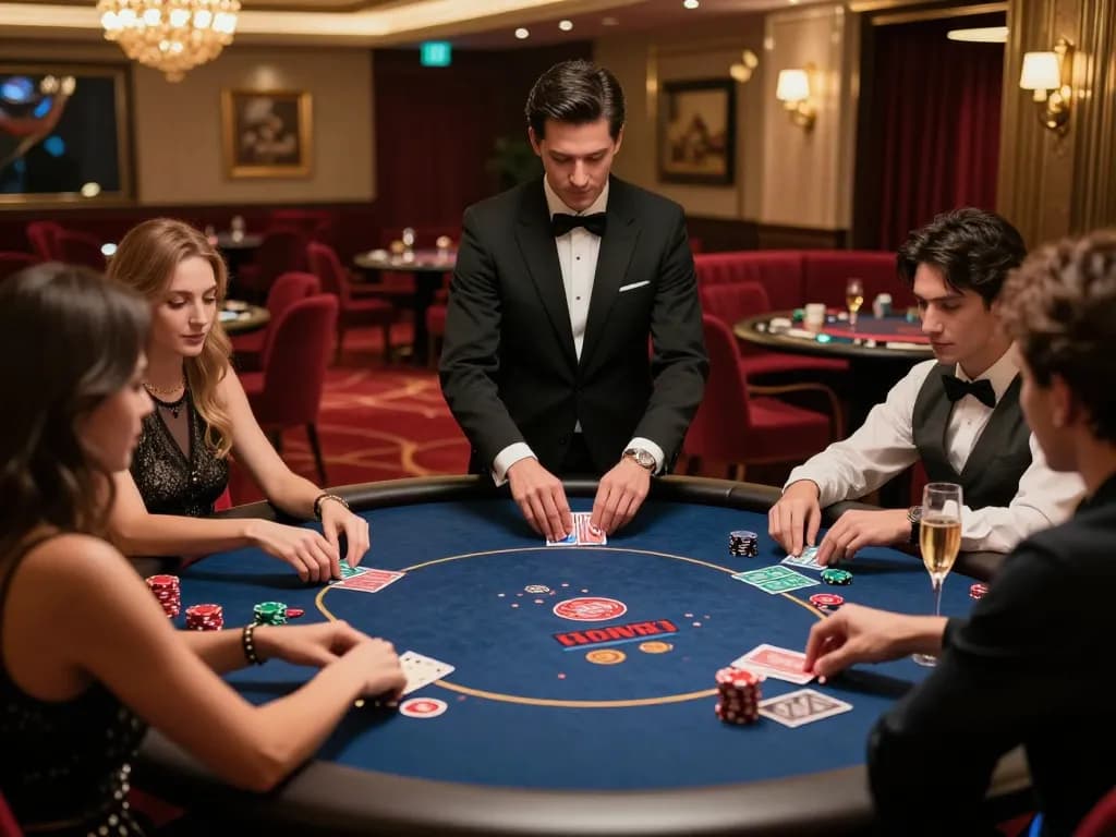 Players strategizing in an upscale poker game at MM 88, showcasing luxury decor and an exciting atmosphere.