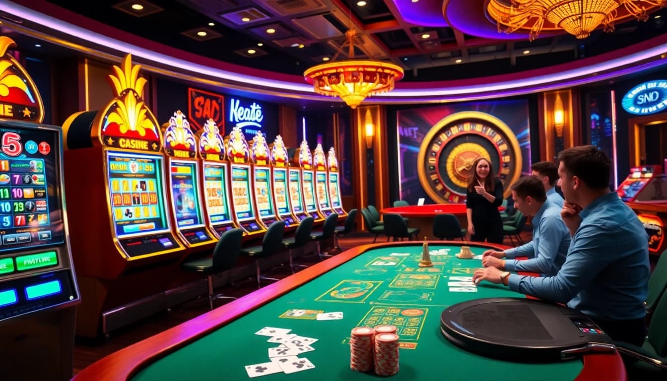 Experience the thrill of idn slot gaming with vibrant casino visuals and engaging players.