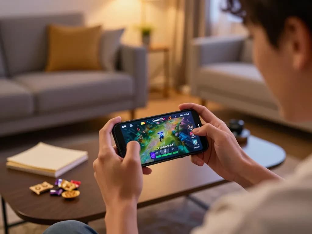 Permainan yang menarik di dewi100 ditampilkan di smartphone dengan catatan di dekatnya dalam suasana yang nyaman.