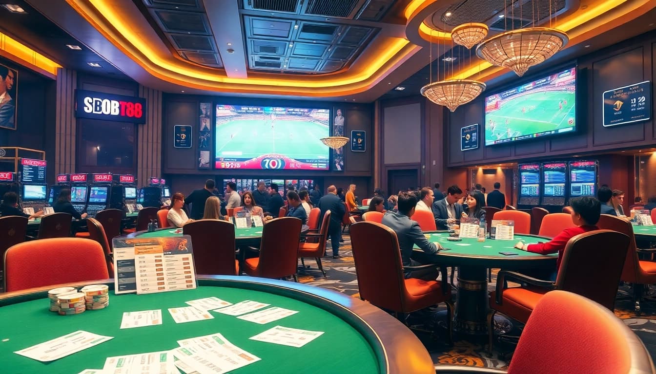 Engaged players strategizing their Judi Bola bets in a premium sports betting setting.
