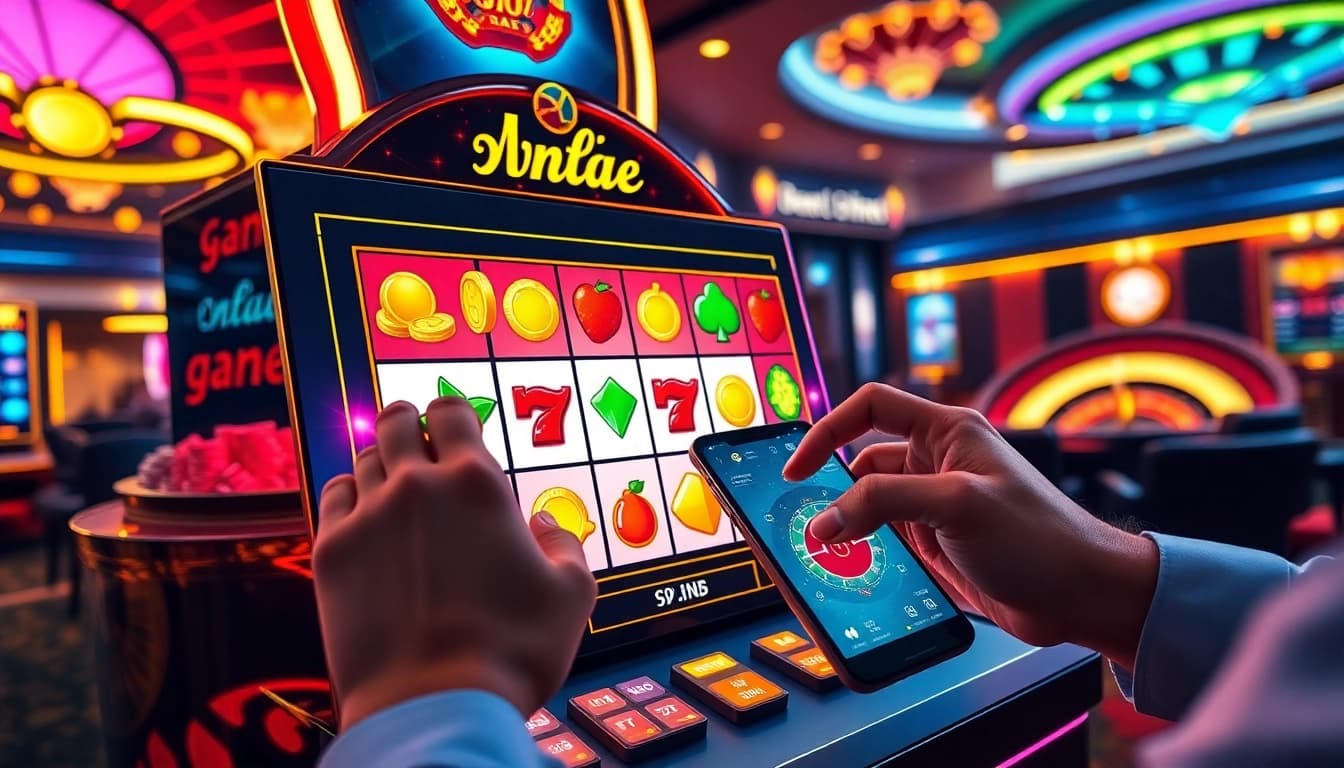 Engaging game nổ hũ slot machine demonstrating strategic betting with vibrant reels and jackpot icons