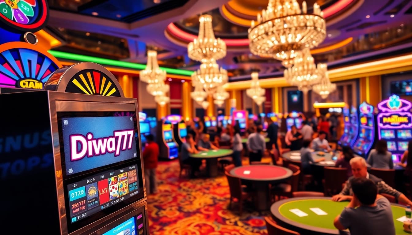 Engage with thrilling Diwa777 slot machines in a lively casino gaming atmosphere.