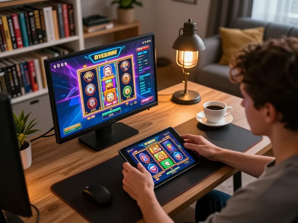 Engaging gameplay at God55 showing a player enjoying online slots with vibrant graphics, enhancing their gaming experience