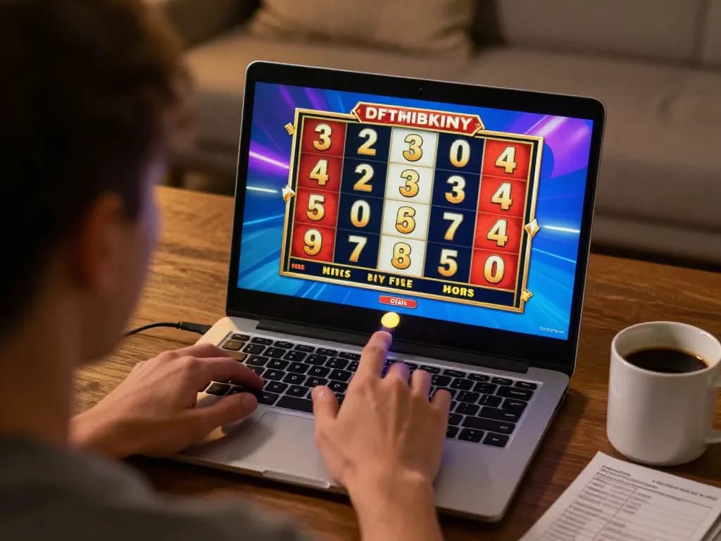 Pemain berinteraksi dengan slot aman788 secara online, dengan antusias mempersiapkan diri untuk memutar dan meraih kemenangan jackpot di rumah.