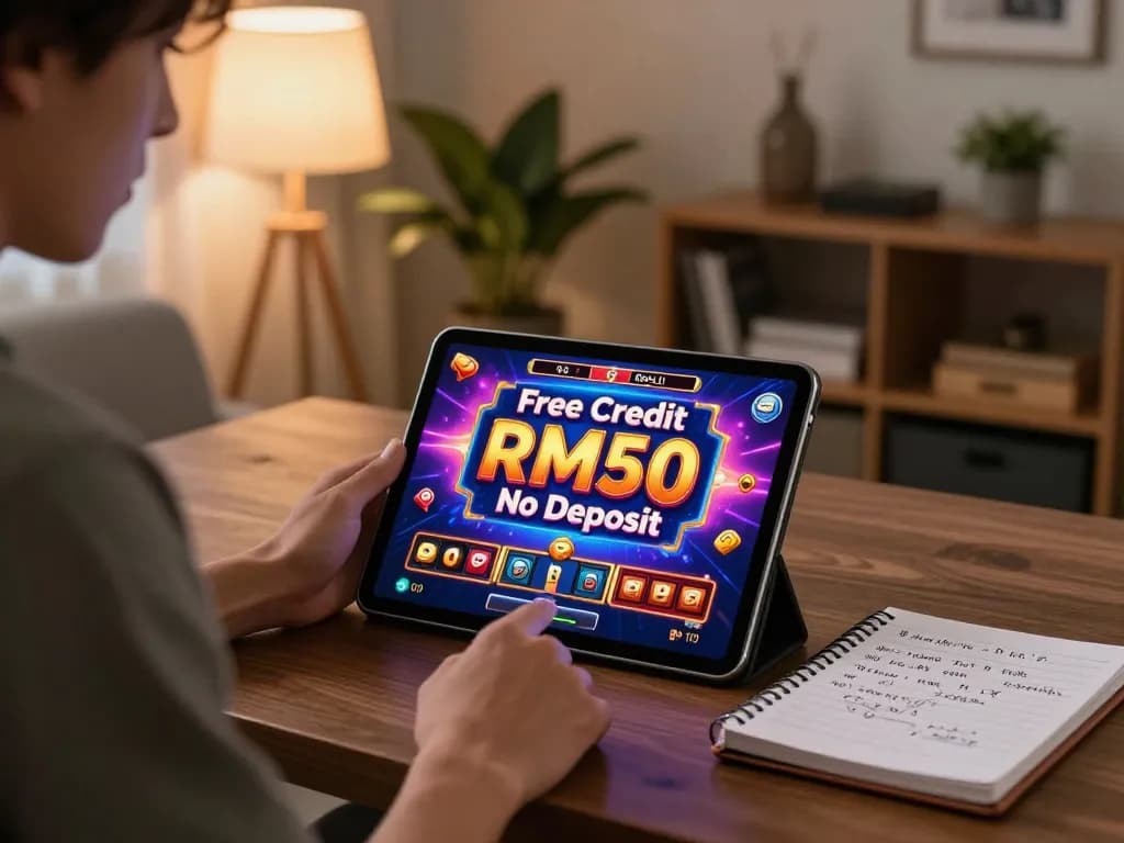 Berinteraksi dengan kredit percuma RM50 tanpa deposit sambil menikmati permainan slot dalam talian di dalam suasana ruang tamu yang selesa