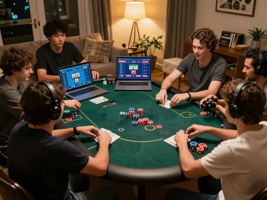 Players enjoying online poker at home on cm88, celebrating wins with engaging gameplay