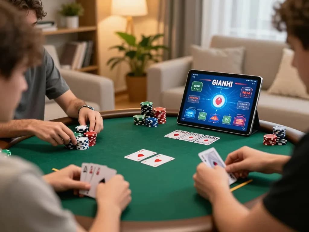 Engage in strategic gameplay at home with online poker at https://www.bdtk66.one/ showing players with cards and chips.