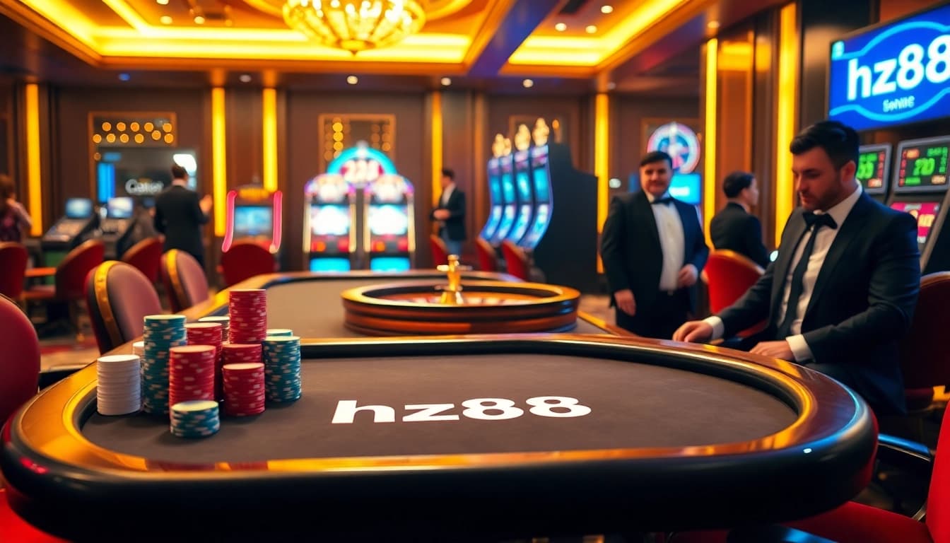 Professional gambler strategizing with poker chips and roulette wheel at hz88 casino table