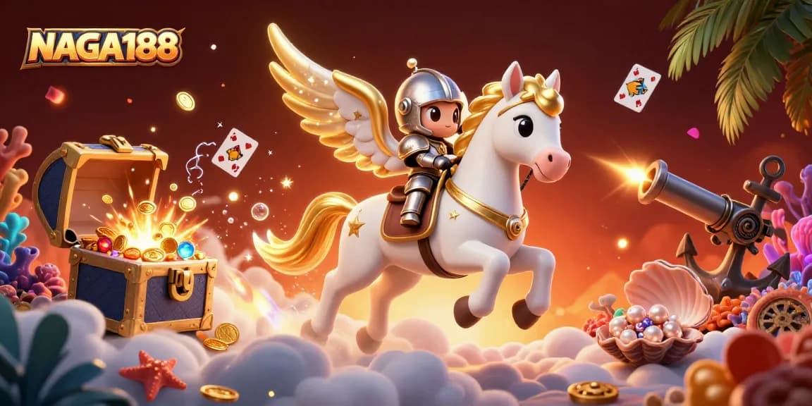 NAGA188 mempersembahkan gambar ilustrasi berdimensi 3D yang menggambarkan permainan kasino penuh warna dan elemen menarik.