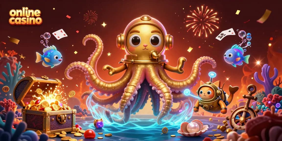 Experience the thrilling excitement of the online casino world with a lively 3D kraken and immersive game elements.
