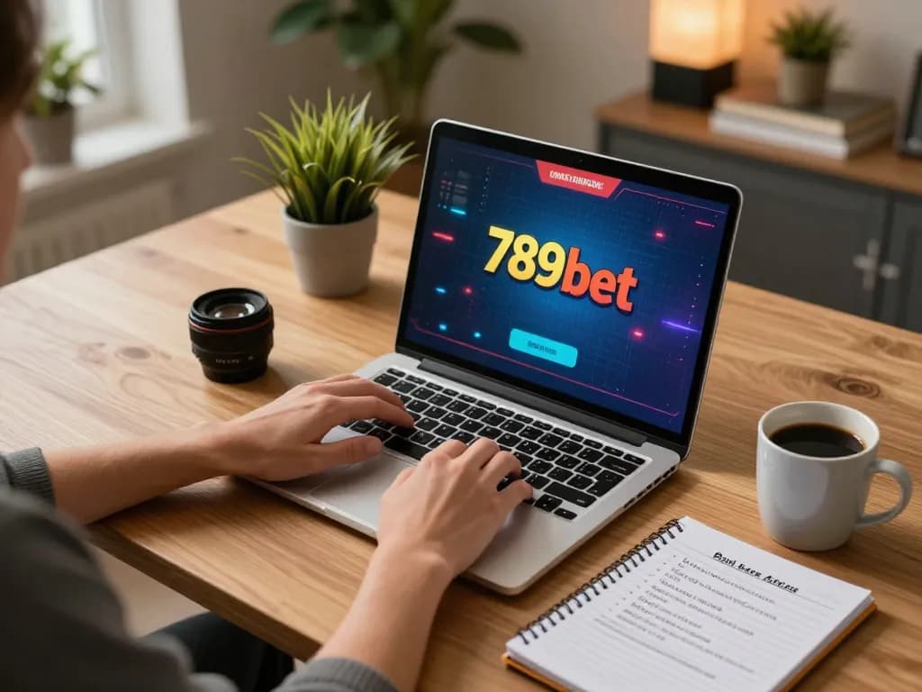 Player analyzing strategies while engaging with 789bet online casino on laptop