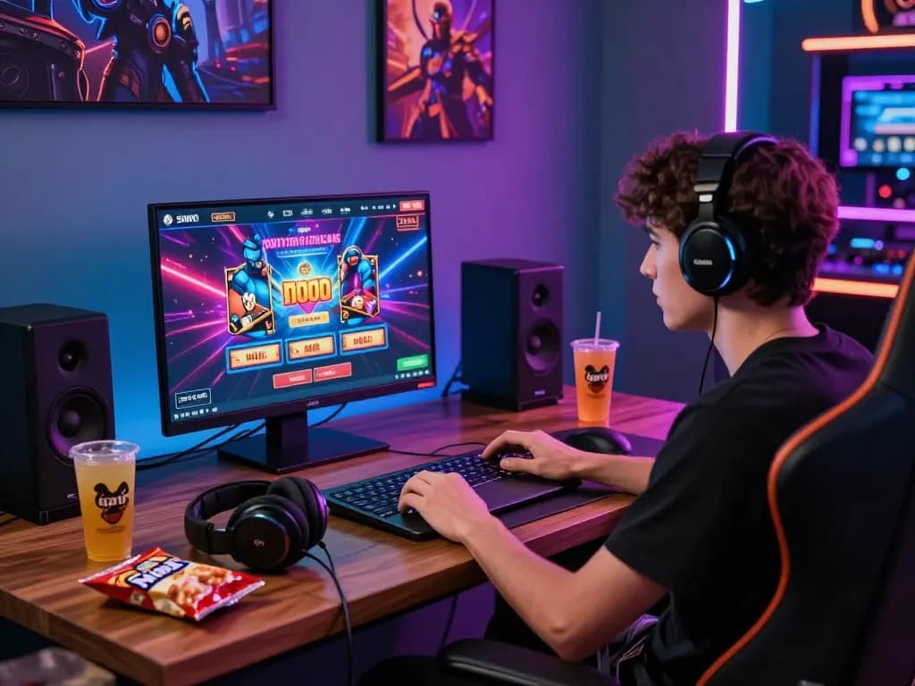 Immersive gaming scene with a player using Sunwin online platform in a vibrant environment.
