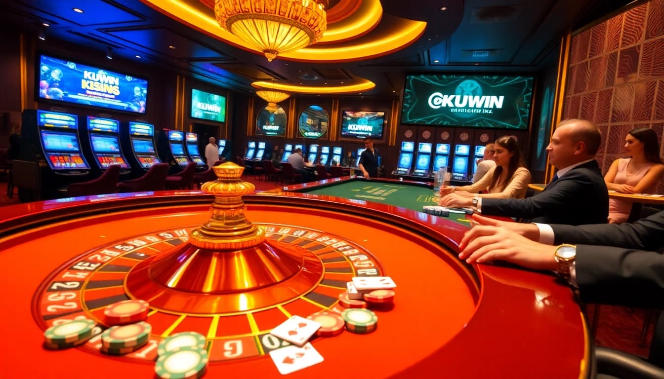 Experience the thrill of gaming at https://kuwinblog.com/ with vibrant casino scenes, chips, and roulette!