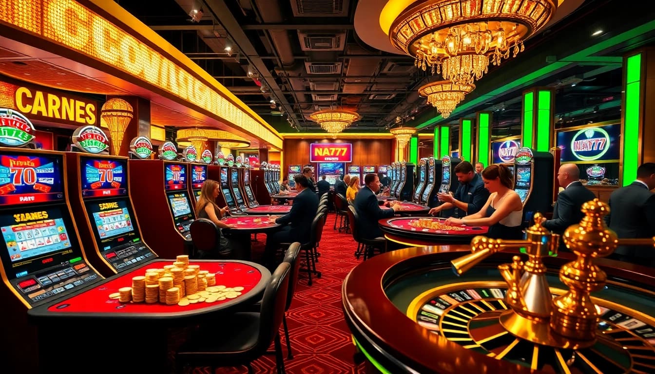 Experience thrilling gameplay at NA777 casino with vibrant tables and professional dealers.