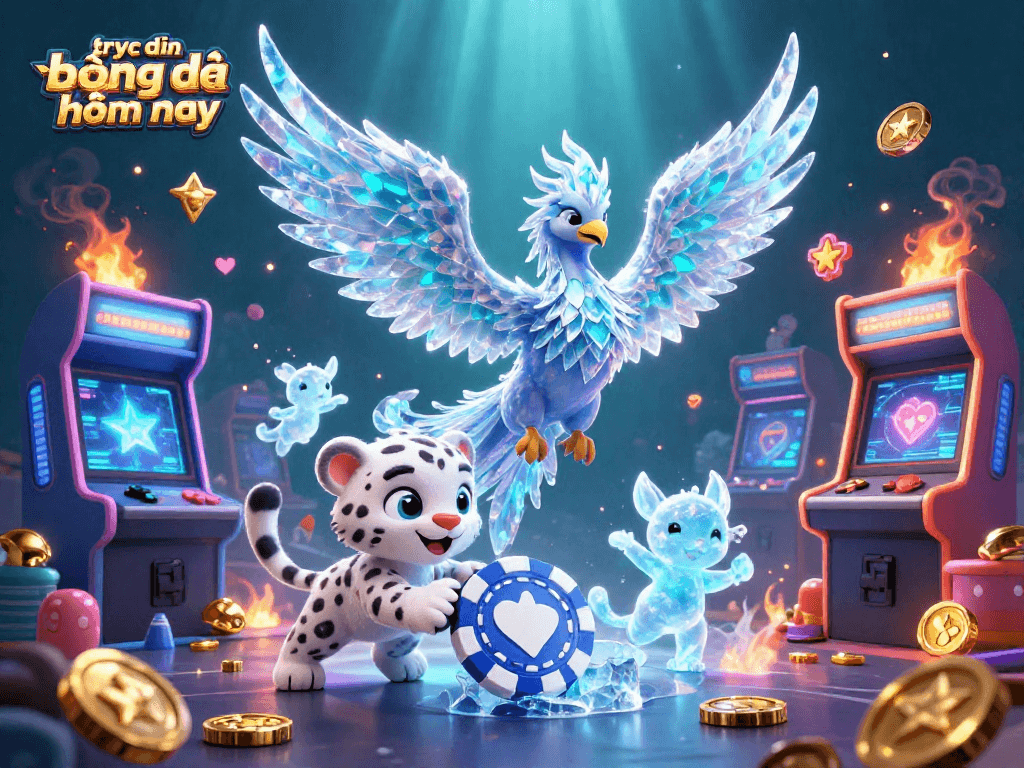 Experience trực tiếp bóng đá hôm nay with glowing casino elements and captivating characters.