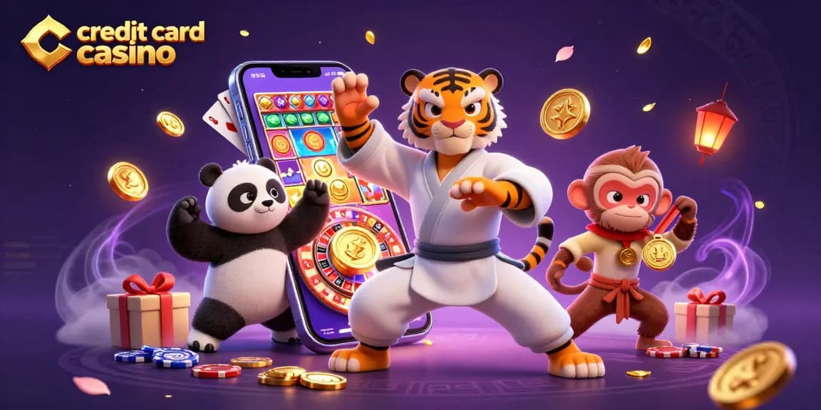 Experience the excitement at a credit card casino with dynamic 3D characters and vibrant gaming elements.