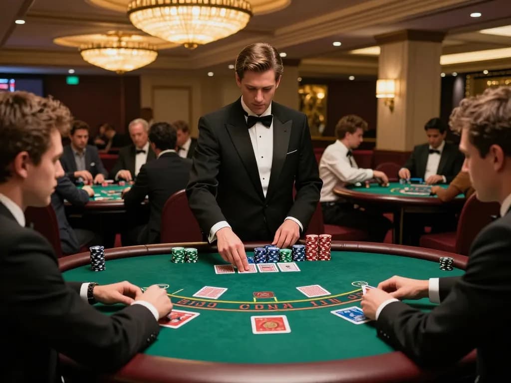 Players in action during a Go 88 blackjack game at a stylish casino with vibrant atmosphere.