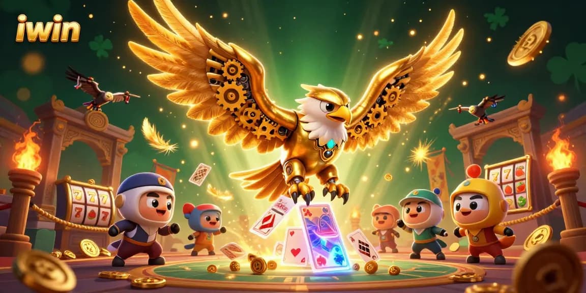 iwin showcases an immersive 3D casino scene with vibrant neon elements and golden details.