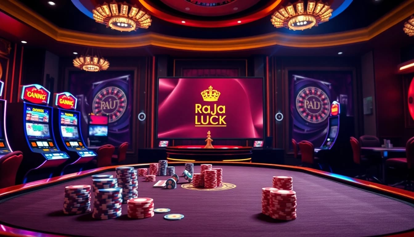 Experience the excitement of Raja Luck with vibrant gaming tables, engaging players in thrilling casino games.
