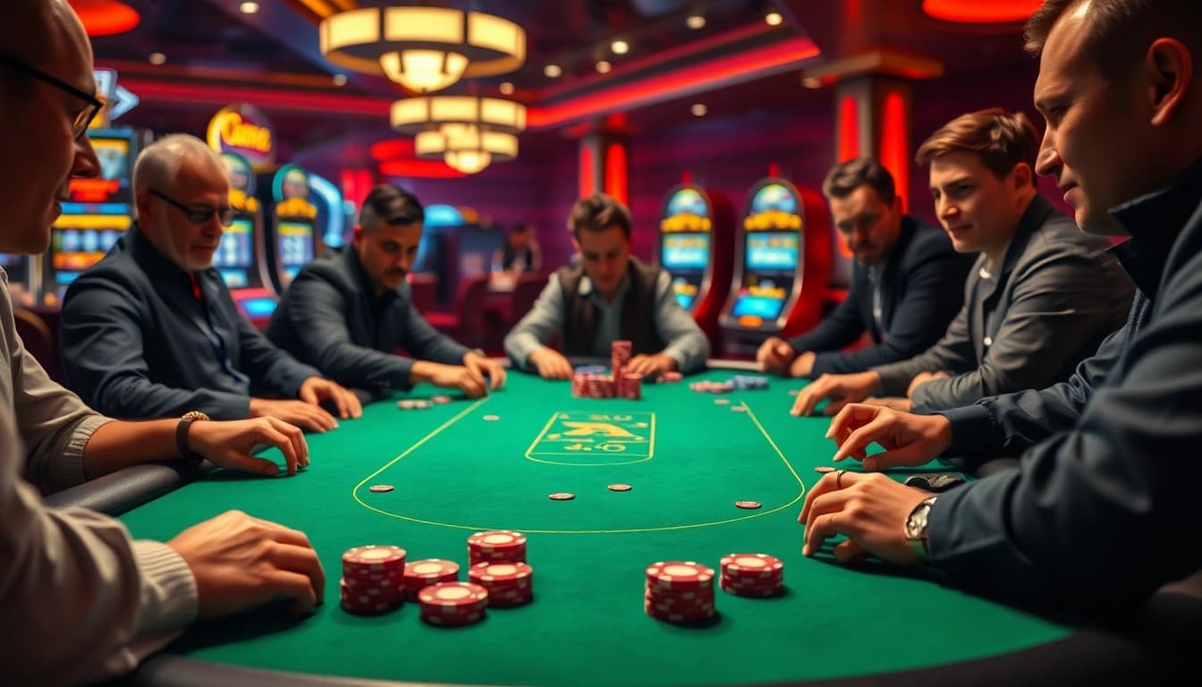 Experience the excitement of online casino Singapore through engaging gameplay at a vibrant poker table.