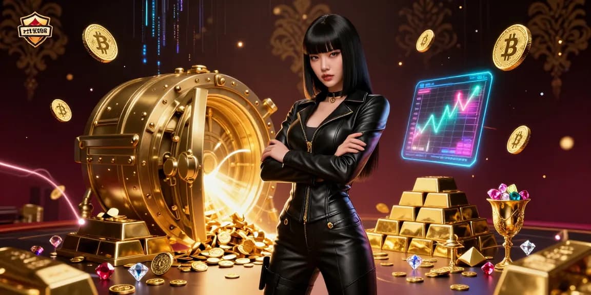 Engage with zt9398's stunning online casino scene featuring a powerful character among golden treasures.