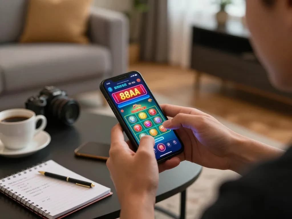 Betting with the 88aa chính thức app at home, showcasing an engaging gaming atmosphere.