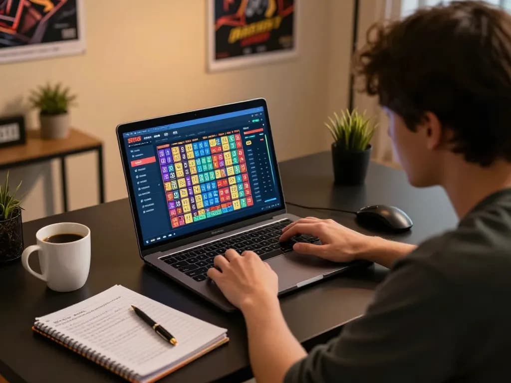 Sesi permainan togel online dengan pemain yang terlibat dalam taruhan strategis di rumah.