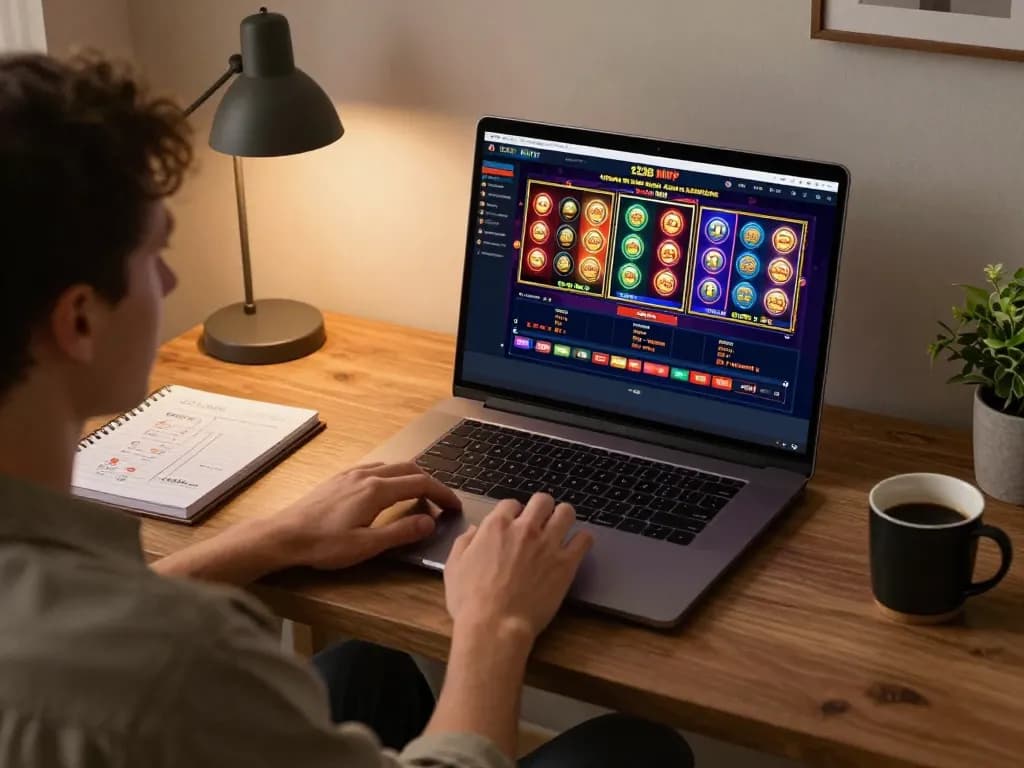 Engaging online gaming setup with 123B MVP interface, showing strategy-focused gameplay in a cozy home