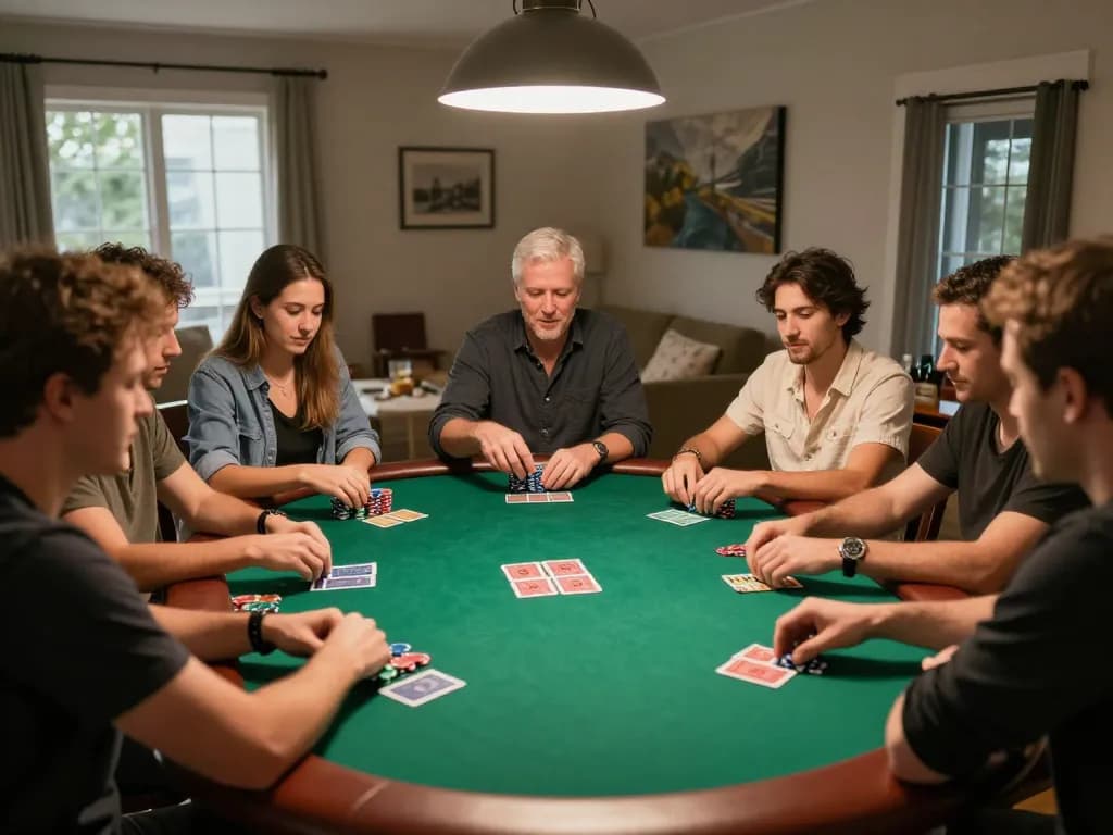 Engaged players strategizing their moves during an exciting poker night at home, showcasing the fun aspect of the 789club.