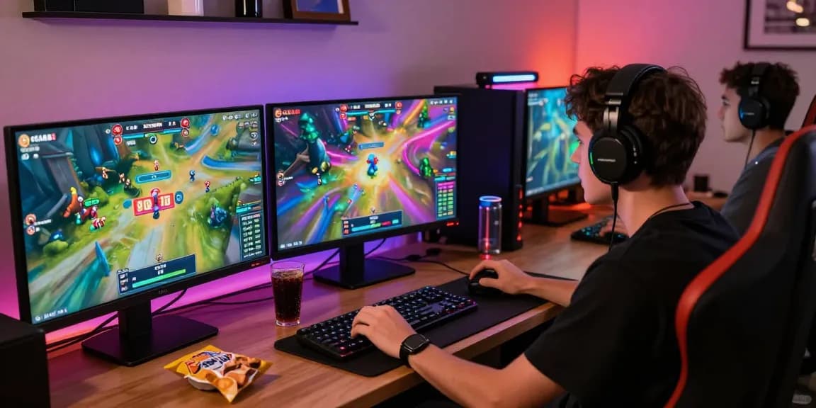 Engaging scene of a gamer using OSAKA88 login for a jackpot experience in a vibrant gaming room.