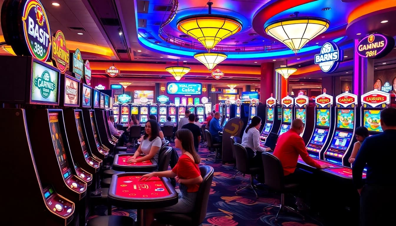 Exciting casino atmosphere showcasing players at Nova88 crypto deposit Malaysia games, vibrant lights and action.