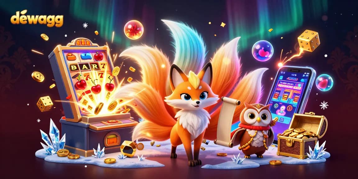 Experience the exhilarating gameplay at dewagg, showcasing a vibrant slot machine and enchanting characters.