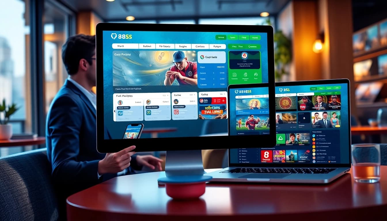 Engaging visual of 8S online gambling platform showcased on devices, highlighting user-friendly features.