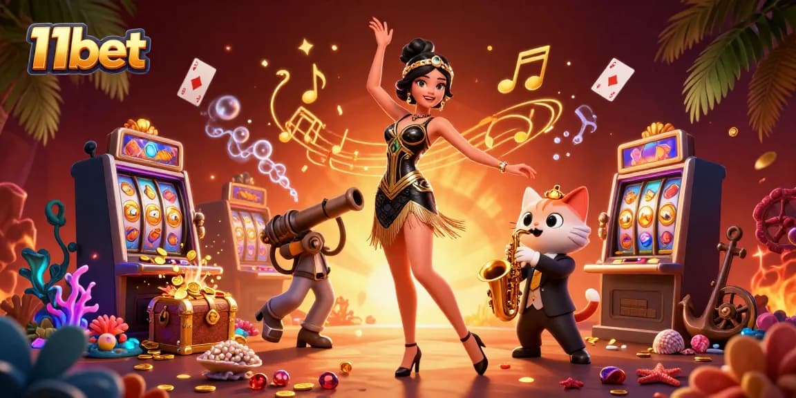 Engage in thrilling gaming at 11bet with lively animations and vibrant casino elements.