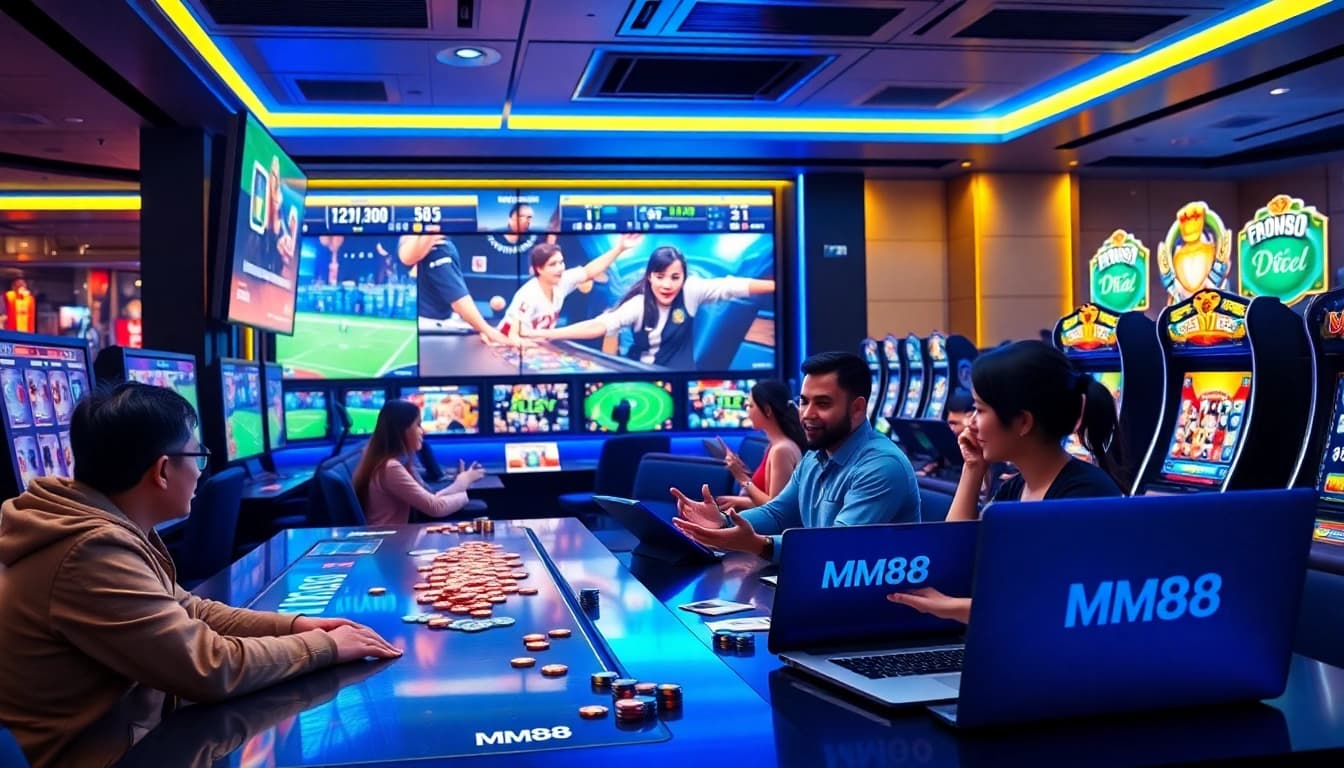 Experience the vibrant online gambling scene at MM88, showcasing diverse players and thrilling games.