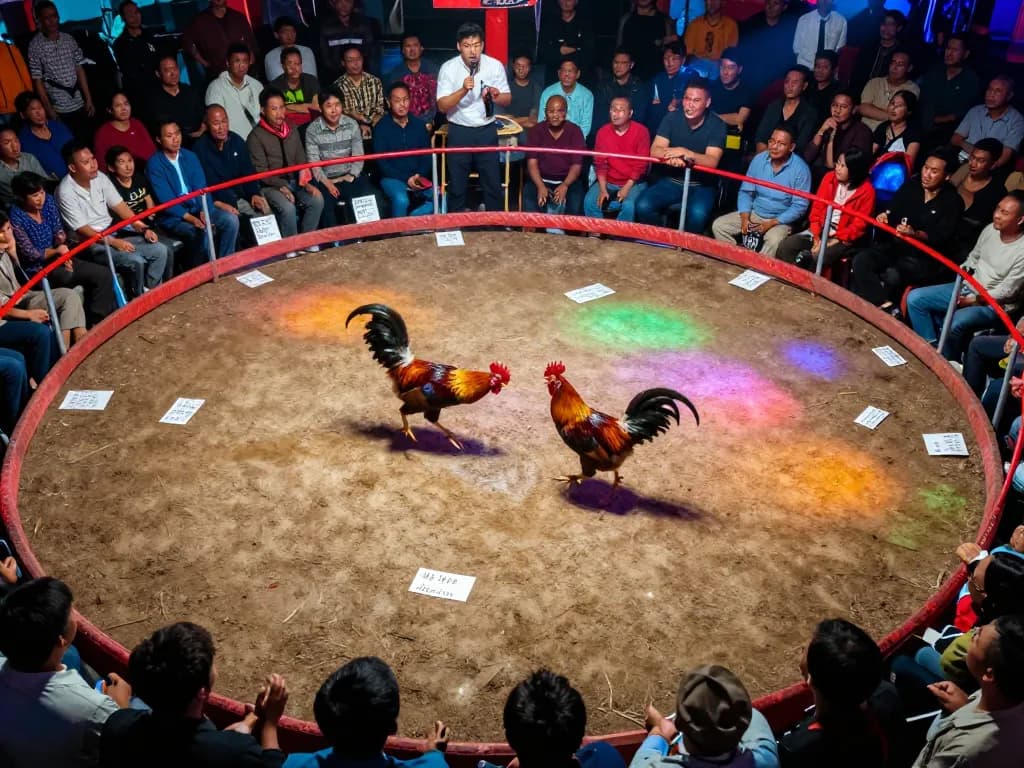 Exciting live đá gà thomo match showcasing intense rooster battles in a vibrant arena setting