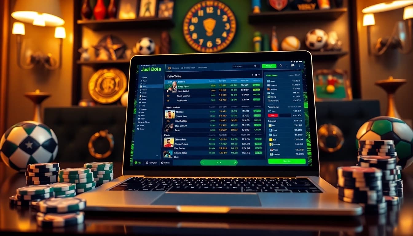 Betting enthusiasts engaging with Judi Bola on a sophisticated online gambling platform.