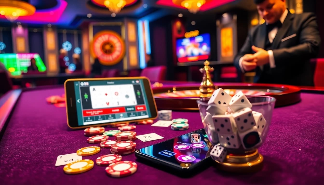 Experience thrilling gameplay at QH88 casino tables with vibrant cards, chips, and excitement.