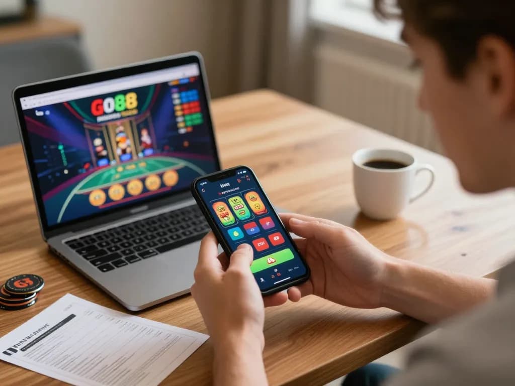 Engage in thrilling gameplay and winning strategies as you play go88 on your smartphone in a cozy home setting