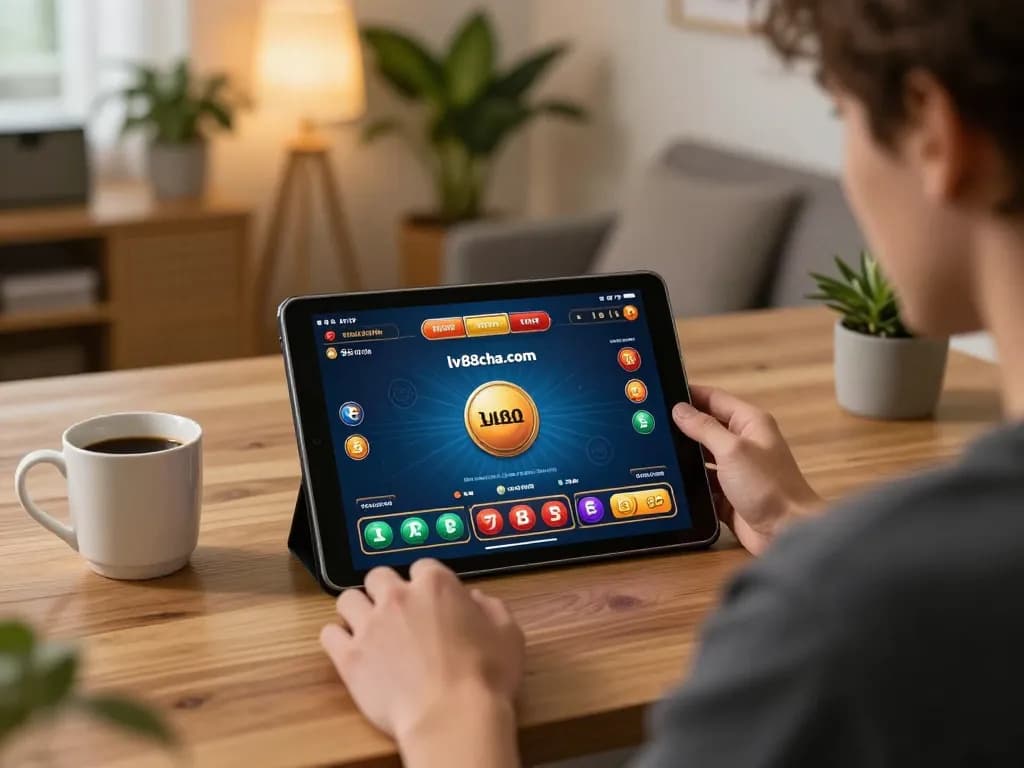 Engaging with interactive casino gaming on https://lv88cha.com/ in a cozy home office setting.