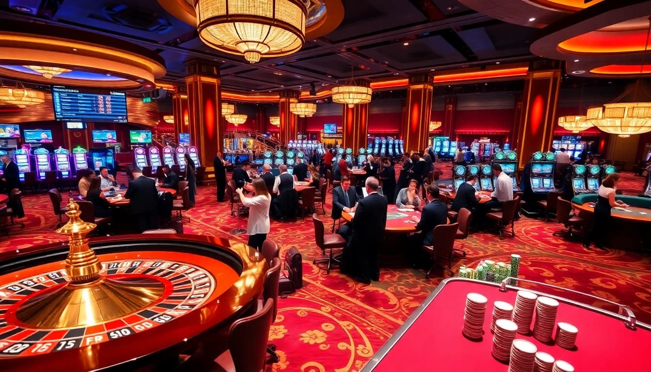 Exciting casino action at rr88k1 com with vibrant roulette and poker tables.