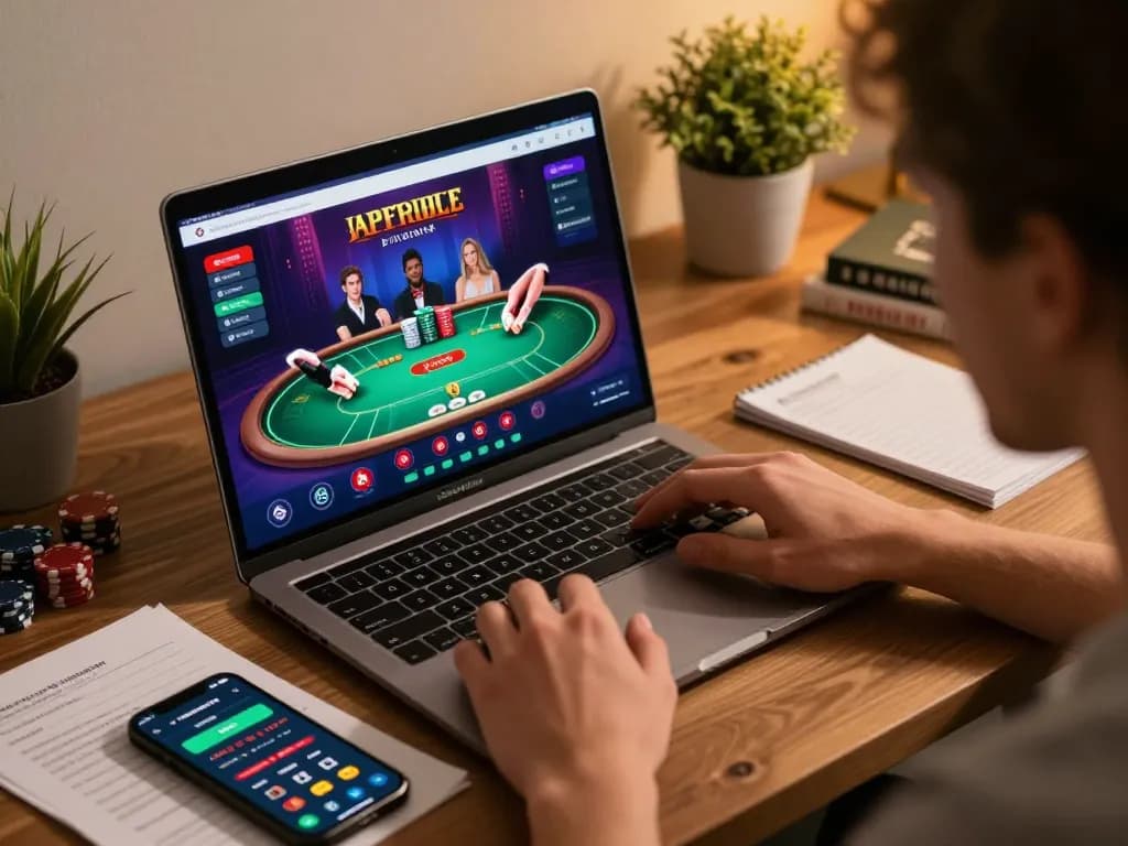 Engaging in online poker gameplay at taixiusunwin.art with a vibrant interface and strategic notes.