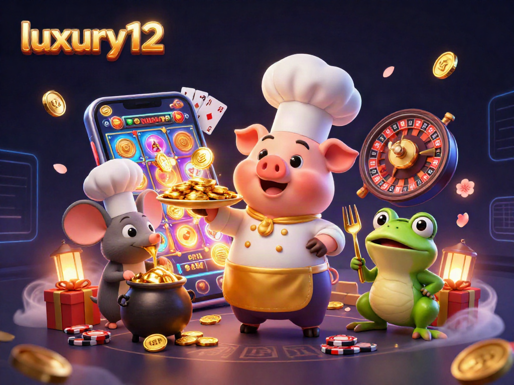 Permainan slot warna-warni luxury12 dengan koin emas dan karakter kartun yang menarik.