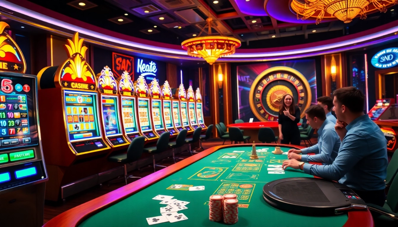 Experience the thrill of idn slot gaming with vibrant casino visuals and engaging players.