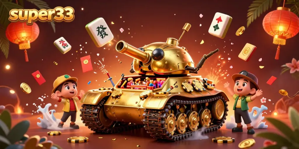 Engage in the strategy-rich gameplay of super33 with a dynamic casino-themed illustration featuring elements of fortune and luck.