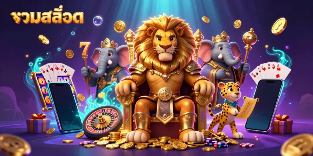 Engage in thrilling รวมสล็อต action with dynamic characters in a casino adventure scene.