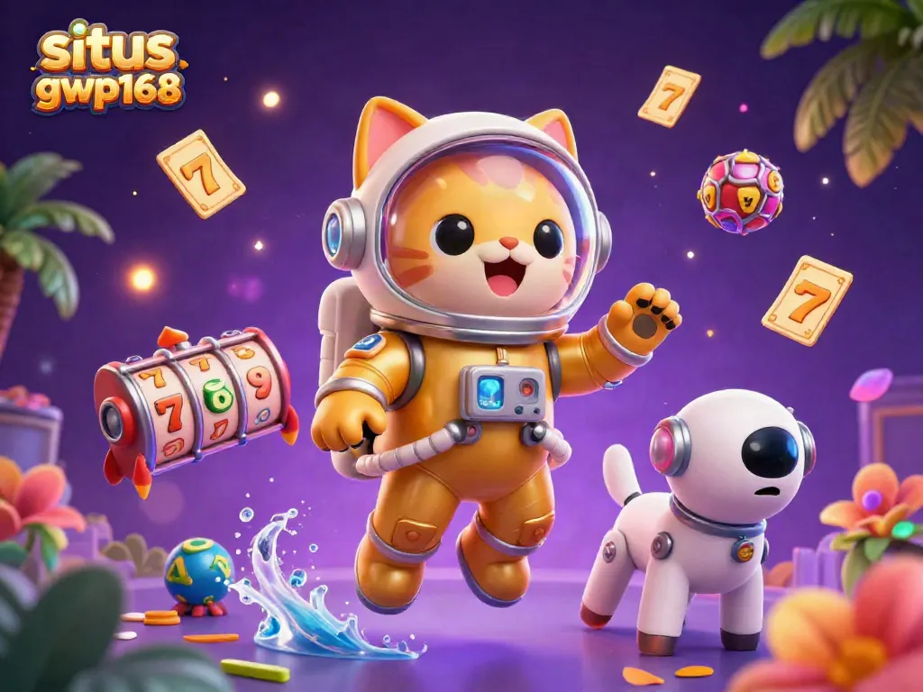 Memenangkan jackpot di situs gwp168 dengan simbol slot ikonik dan elemen kasino bermain menghibur.