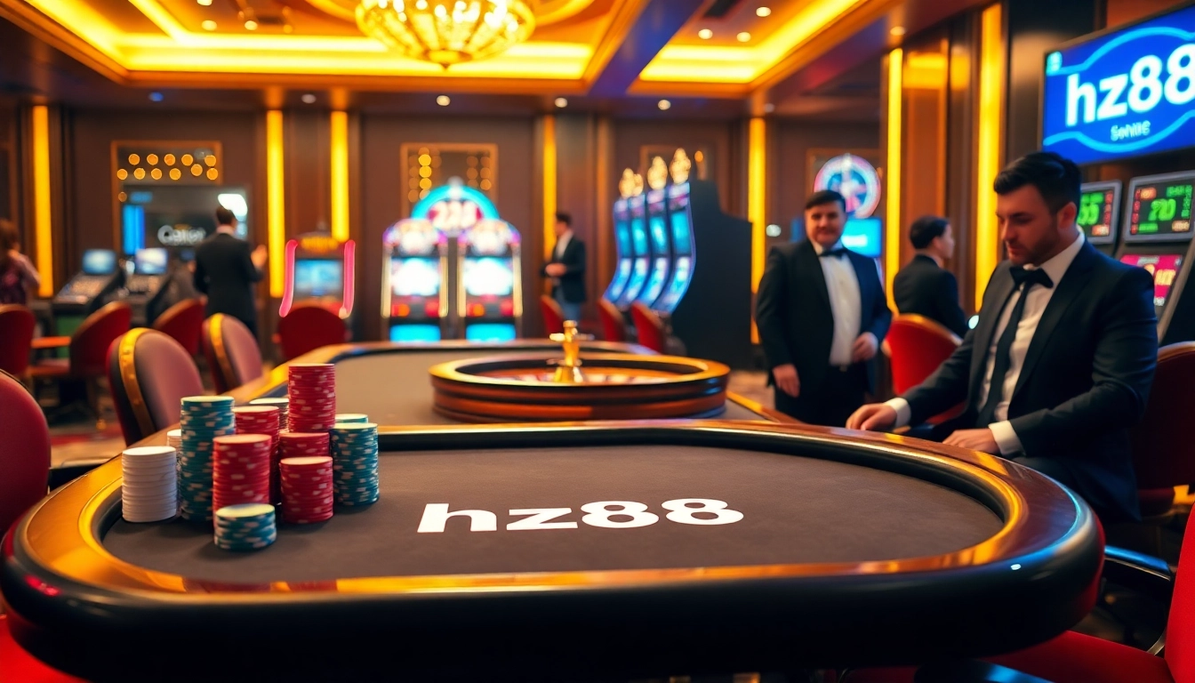 Professional gambler strategizing with poker chips and roulette wheel at hz88 casino table