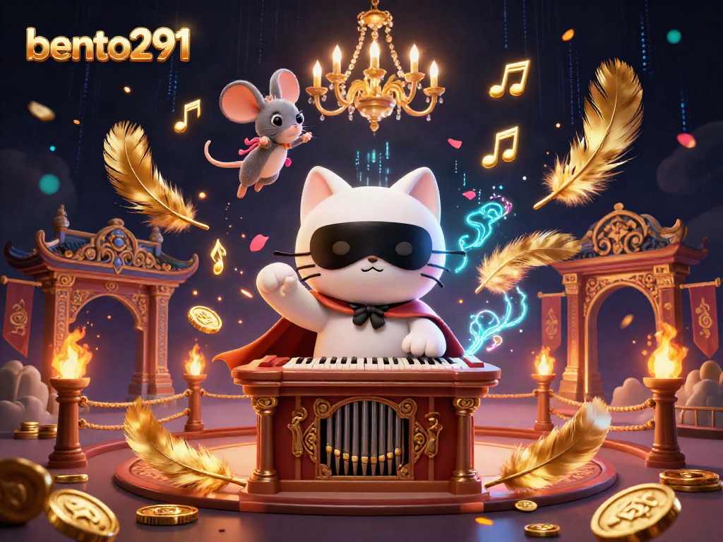 bento291 captures the thrill of casino action with vibrant characters at play among gold coins and glowing elements.